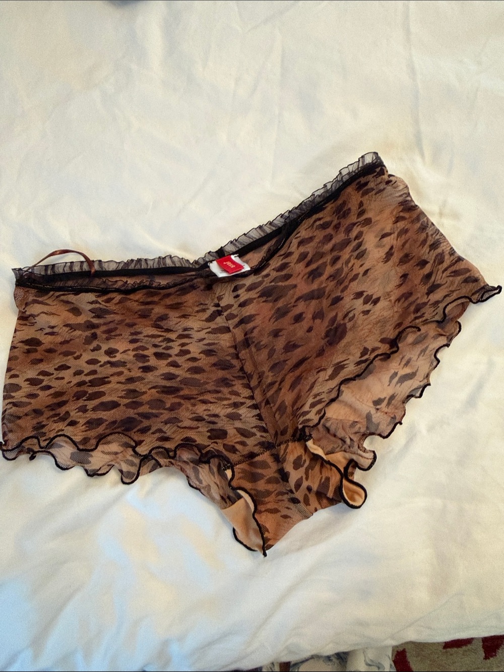 NWOT Josie nature Mesh Sheer Leopard-Print Boyshort Panty in Brown S